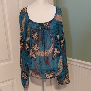Buffalo David Bitton Sheer Top Long Sleeve Large